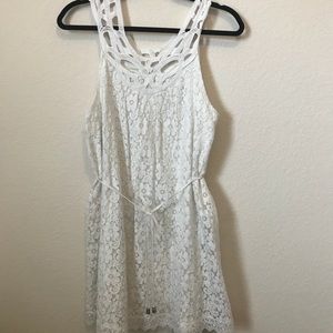 white crochet hem laces dress